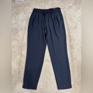 ZARA WOMAN NAVY BLUE Straight PANTS ELASTIC WAISTBAND Sz S Business Casual